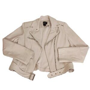 Insight Off White Faux Suede Moto Jacket Womens 10